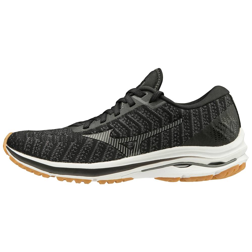 Damske Bezecke Topanky Mizuno Wave Rider 24 WAVEKNIT™ Čierne/Tmavo Siva Vypredaj IJSY37260